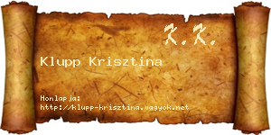 Klupp Krisztina névjegykártya